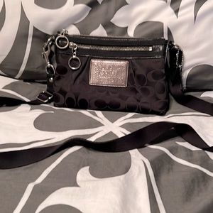 Black Coach Poppy cross body bag 9”/6”